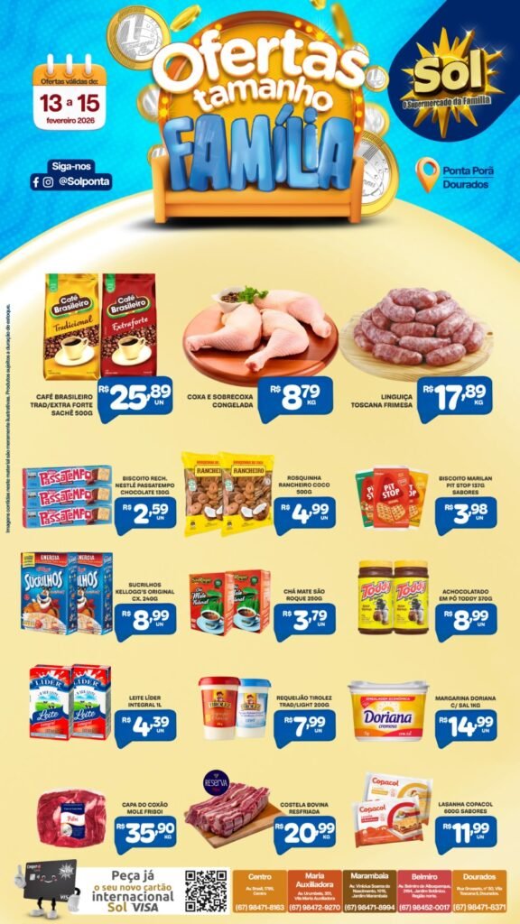 Supermercado Sol e as ofertas tamanho família