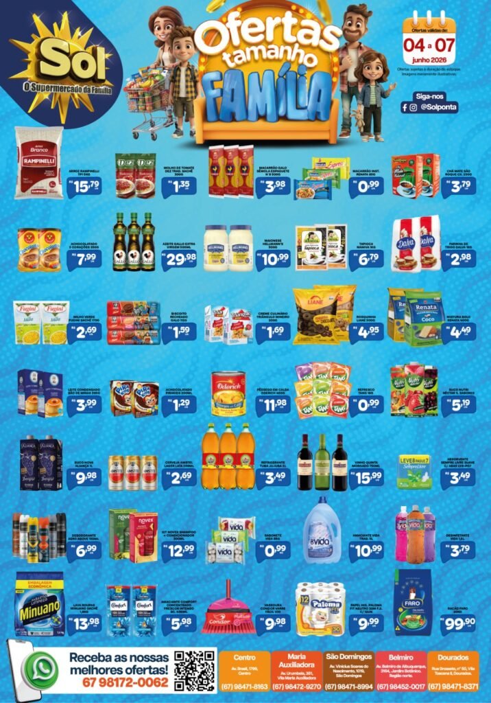 Ofertas Tamanho Família é no Supermercado Sol