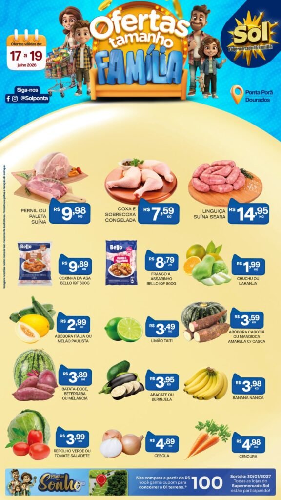 Confira Ofertas Tamanho Família do Supermercado Sol